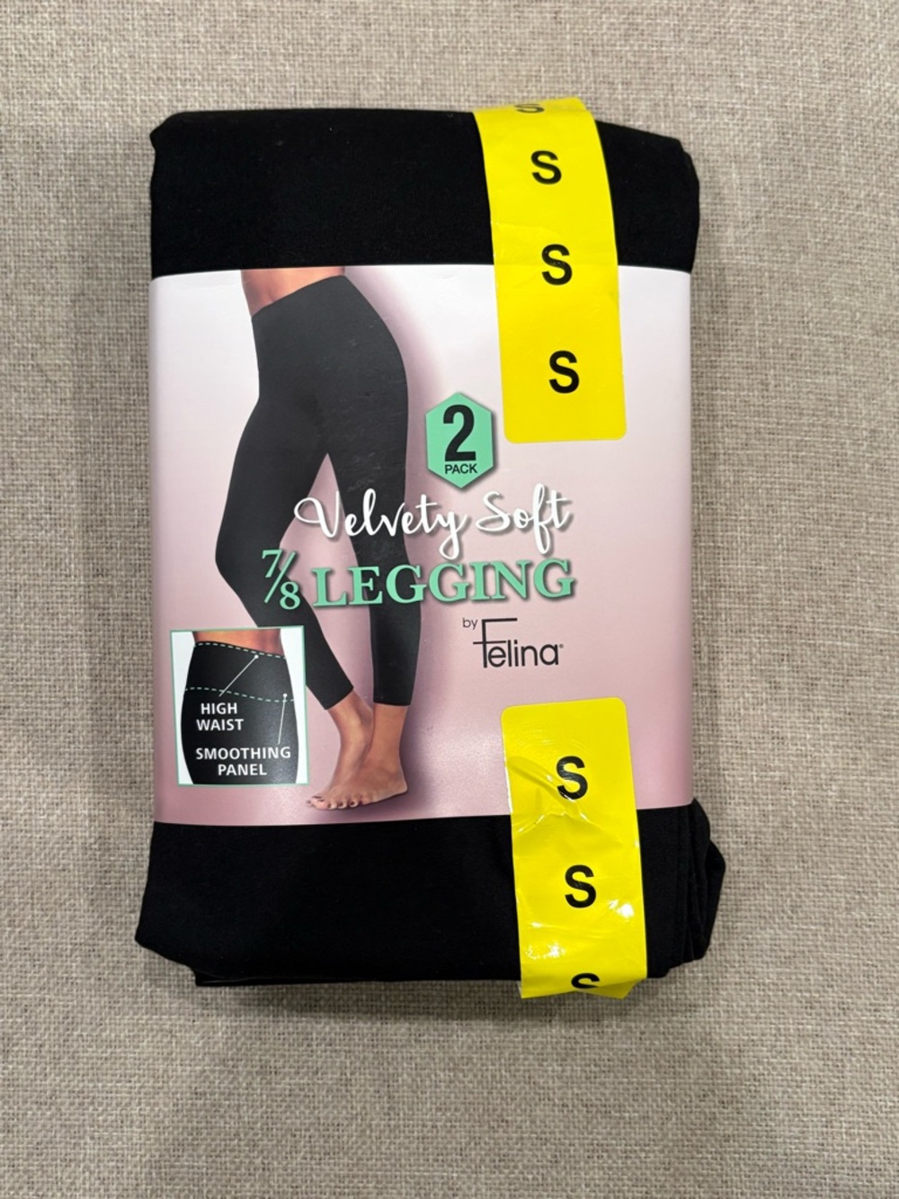 NEW Women’s FELINA Pack of 2 Black 7/8 High Waist Leggings (Small)